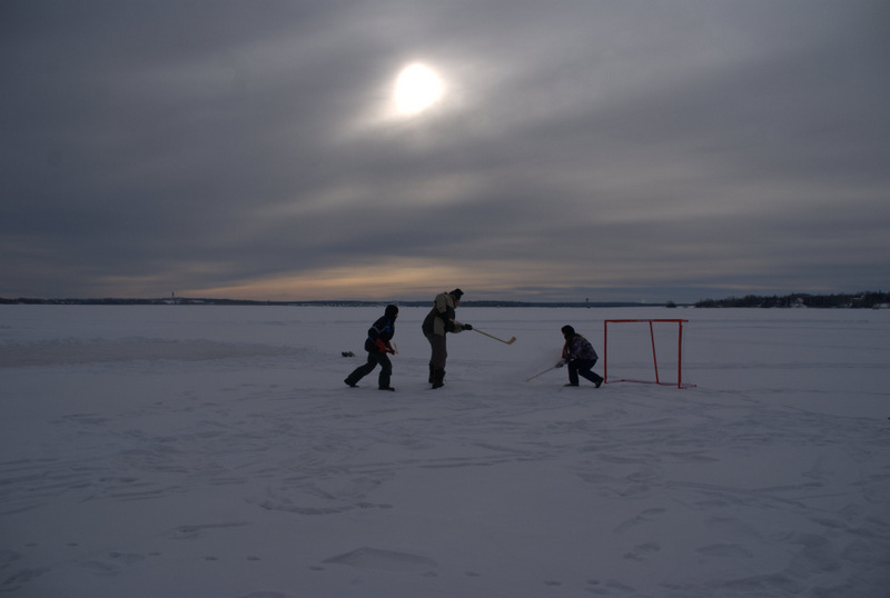 Entraînement sous un soleil voilé.